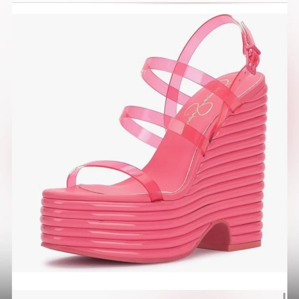 Jessica Simpson Cholena Sunkissed‎ Strappy Buckle Platform wedge Sandals size 10